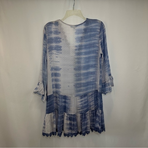 NWT Blue Island Cover Up Women’s Small Beach Dress White Blue Eyelet Crepe Swim - Picture 2 of 8